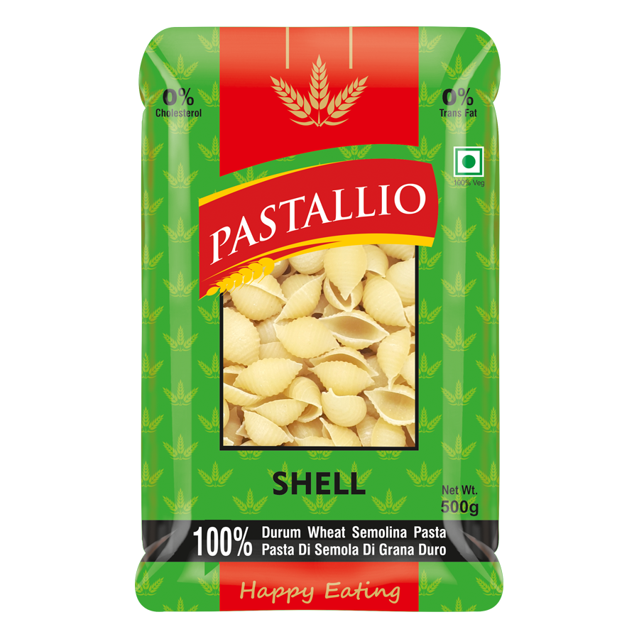 Pastallio Fusilli & Shell Pasta | 100% Durum Wheat Semolina | No Maida | Combo Pack of Spiral & Shell Shape Pasta | Healthy Vegetarian | Ideal for Gravy, Salads & Soups | 2 x 500g (1kg Total)