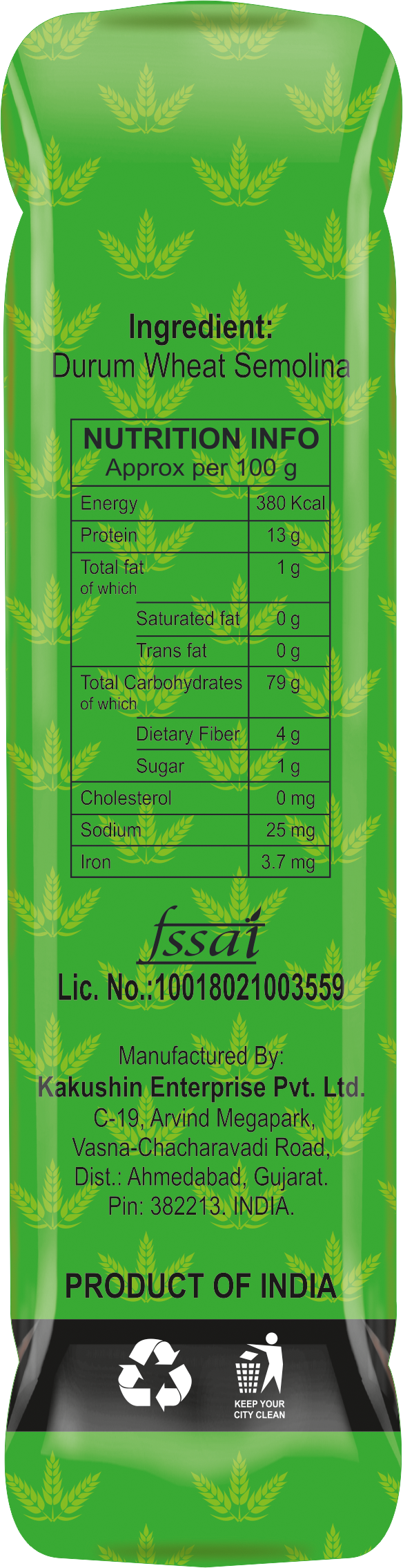 Pastallio Long Macaroni Rigati Pasta – 100% Durum Wheat Semolina | No Maida | No Additives | High in Protein & Fibre – 2 Packs of 500g (1kg Total)