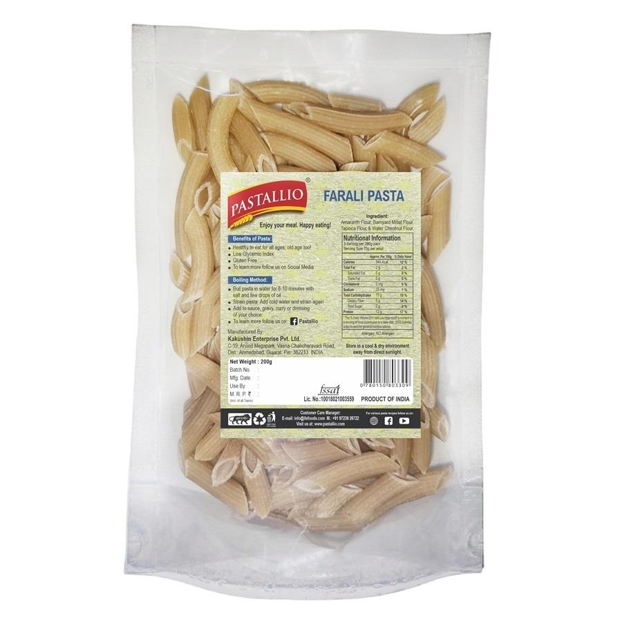 Pastallio Farali Pasta - Gluten Free | Rich in Amaranth, Millet, Tapioca & Water Chestnut Flours | (2 Pack Of 200g) | Fasting Friendly | Satvik | Vegetarian | No Maida | Healthy Pasta for Navratri & Vrat