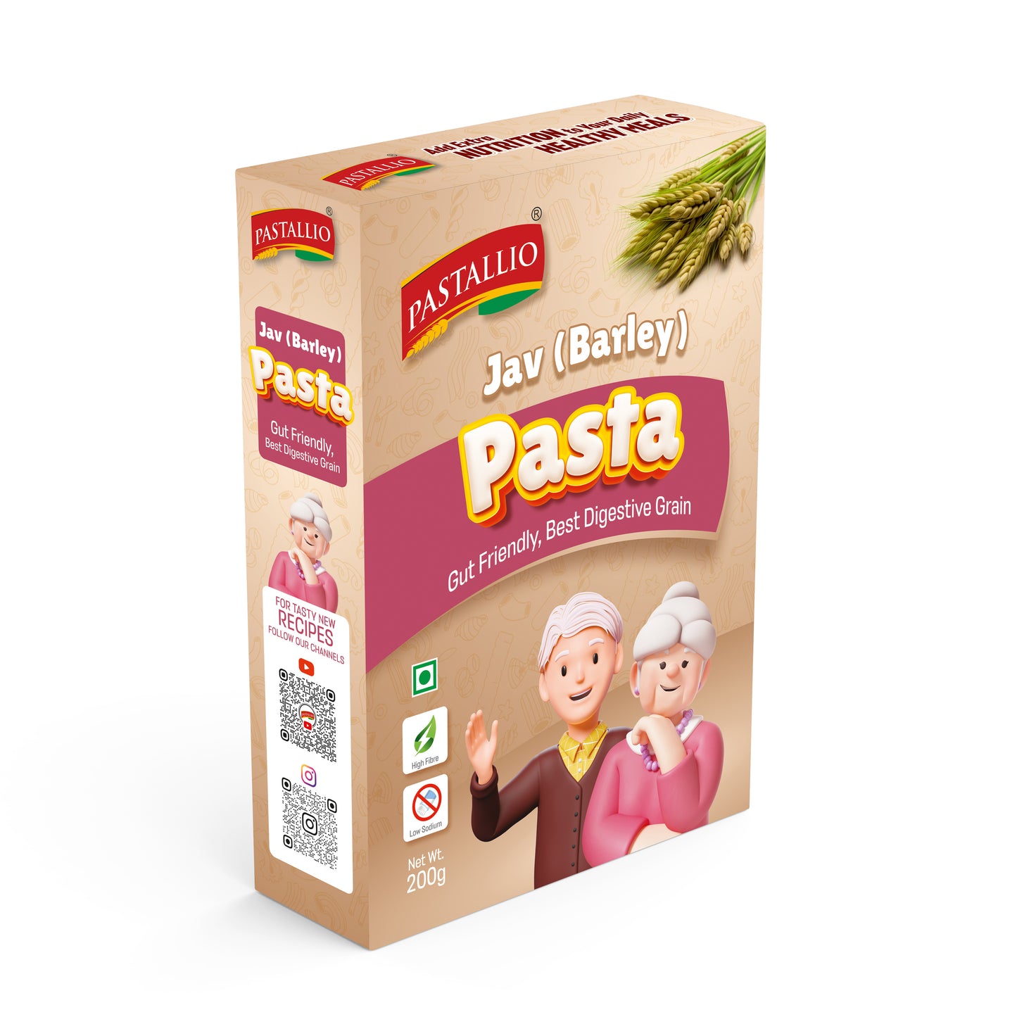 Pastallio Jav Pasta made of 100% Jav (Barley) Flour (2 Pack of 200g)