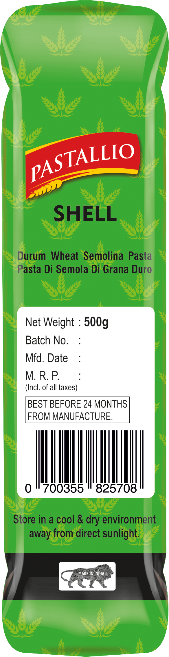Pastallio Durum Wheat Semolina Shell Rigati (2 x 500g)