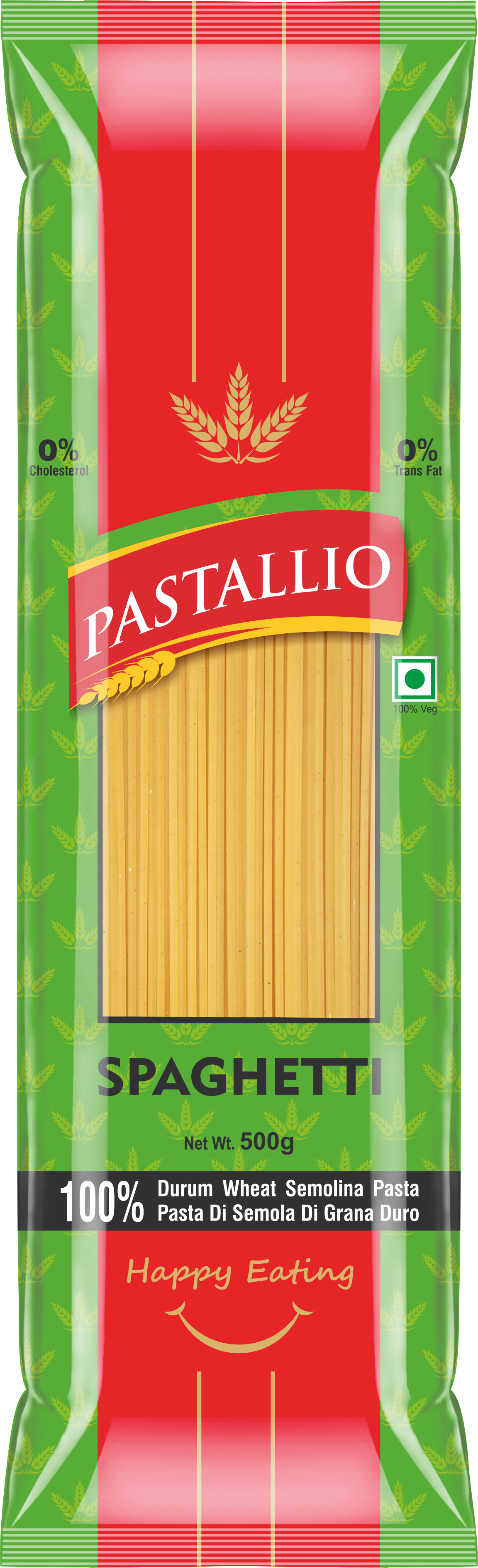 Pastallio 100% Durum Wheat Semolina Spaghetti Pasta | Pack of 2 x 500g | No Maida | High Protein | Vegetarian | Ideal for Red Sauce, White Sauce & Aglio e Olio Recipes