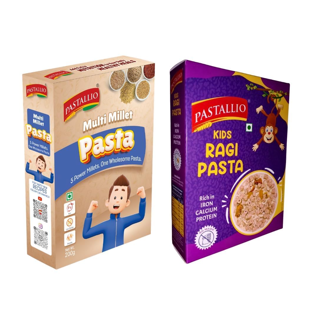 Pastallio Kids Ragi Millet Pasta | Wheel Shape | 600g (300g x 2) asta (Multi Millet & Kids Ragi)