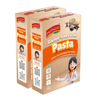Pastallio Farali Pasta - Gluten Free | Rich in Amaranth, Millet, Tapioca & Water Chestnut Flours | (2 Pack Of 200g) | Fasting Friendly | Satvik | Vegetarian | No Maida | Healthy Pasta for Navratri & Vrat