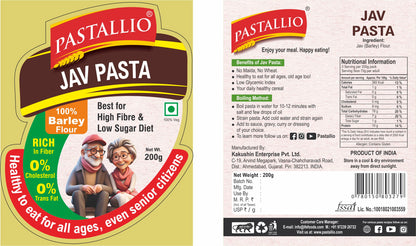 Pastallio Jav Pasta made of 100% Jav (Barley) Flour (2 Pack of 200g)