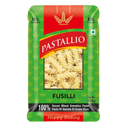 Pastallio 100% Durum Wheat Semolina Pasta - Fusilli & Penne Rigate Combo Pack of 2 x 500g | No Maida | High Protein | Vegetarian