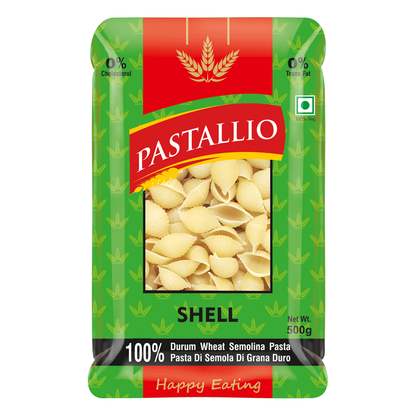 Pastallio Fusilli & Shell Pasta | 100% Durum Wheat Semolina | No Maida | Combo Pack of Spiral & Shell Shape Pasta | Healthy Vegetarian | Ideal for Gravy, Salads & Soups | 2 x 500g (1kg Total)