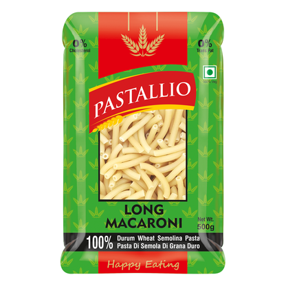 Pastallio Chifferi Rigati (Pipette) & Long Macaroni Pasta | 100% Durum Wheat Semolina | No Maida | Pasta Combo Pack for Red/White Sauce, Salads & Soups | Vegetarian | 2 x 500g (1kg Total)