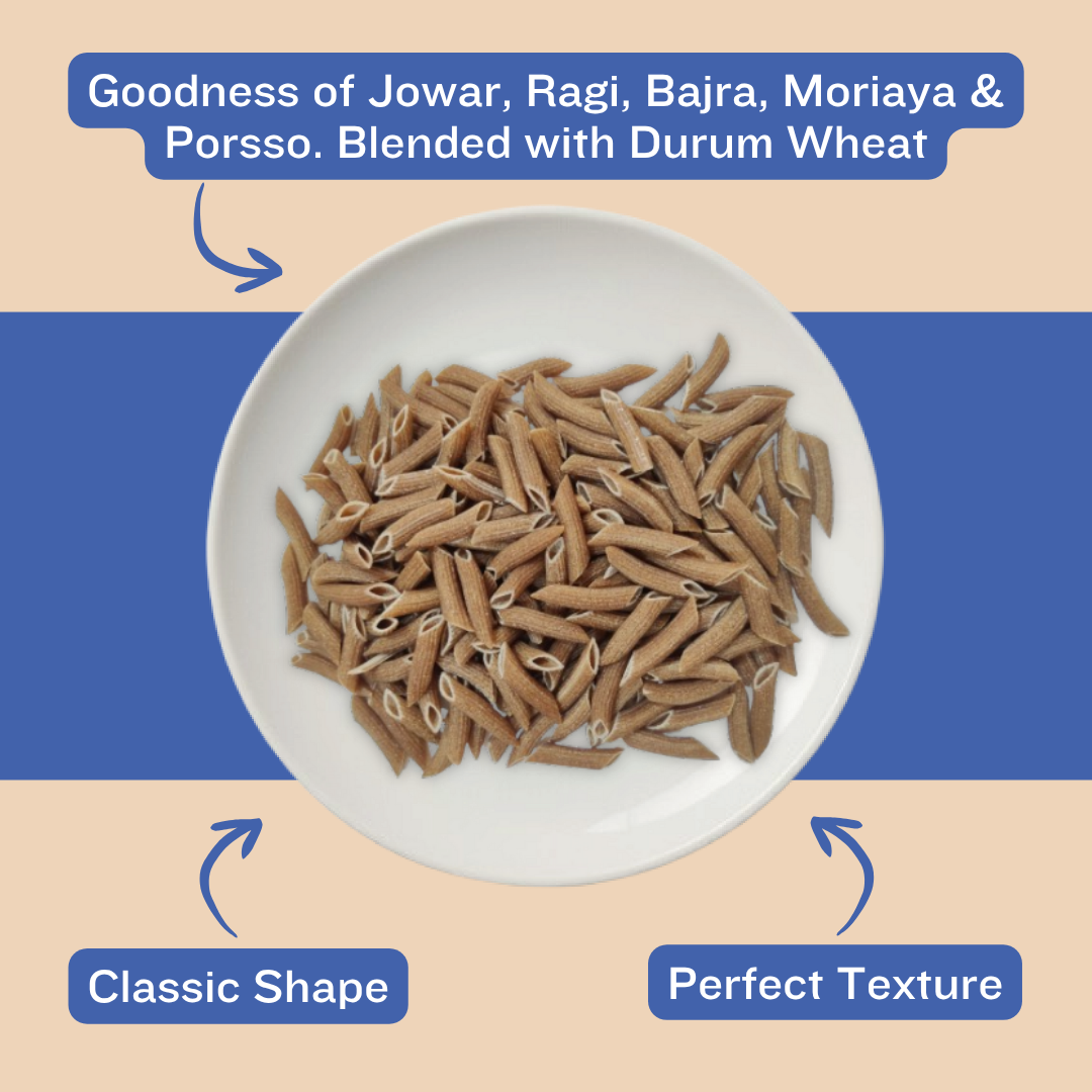 Pastallio Multi Millet Penne Pasta (2×200g) – Made with 5 Positive Millets | Vegan, No Maida & High Fibre