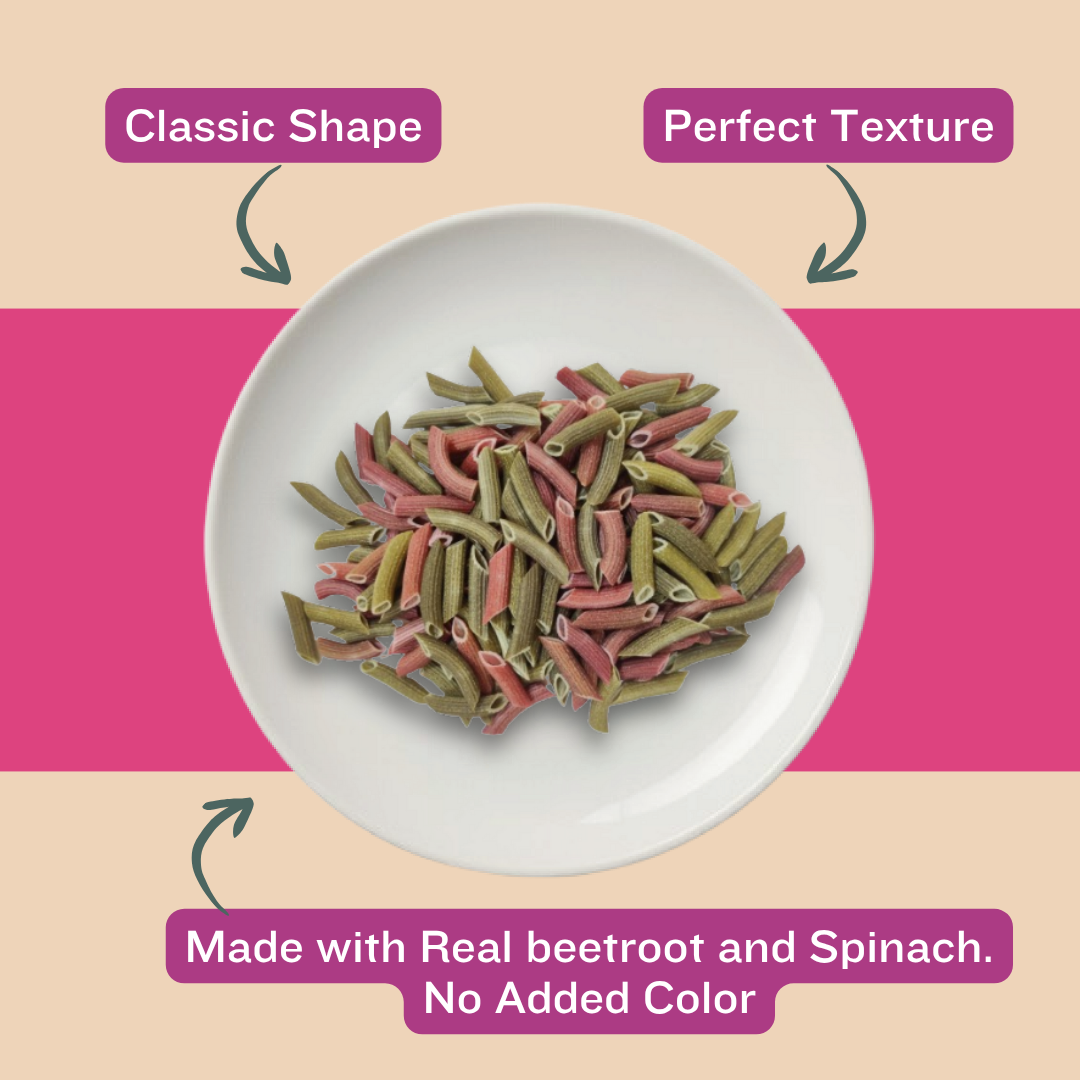 Pastallio Beetroot & Spinach Pasta made of Natural and Pure Beetroot powder and Spinach powder with Durum Wheat semolina (2 Pack of 200g)