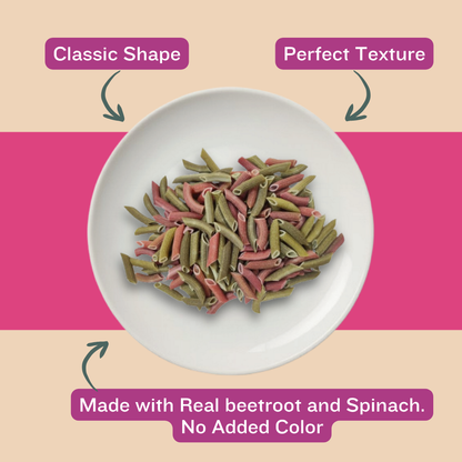 Pastallio Beetroot & Spinach Pasta made of Natural and Pure Beetroot powder and Spinach powder with Durum Wheat semolina (2 Pack of 200g)