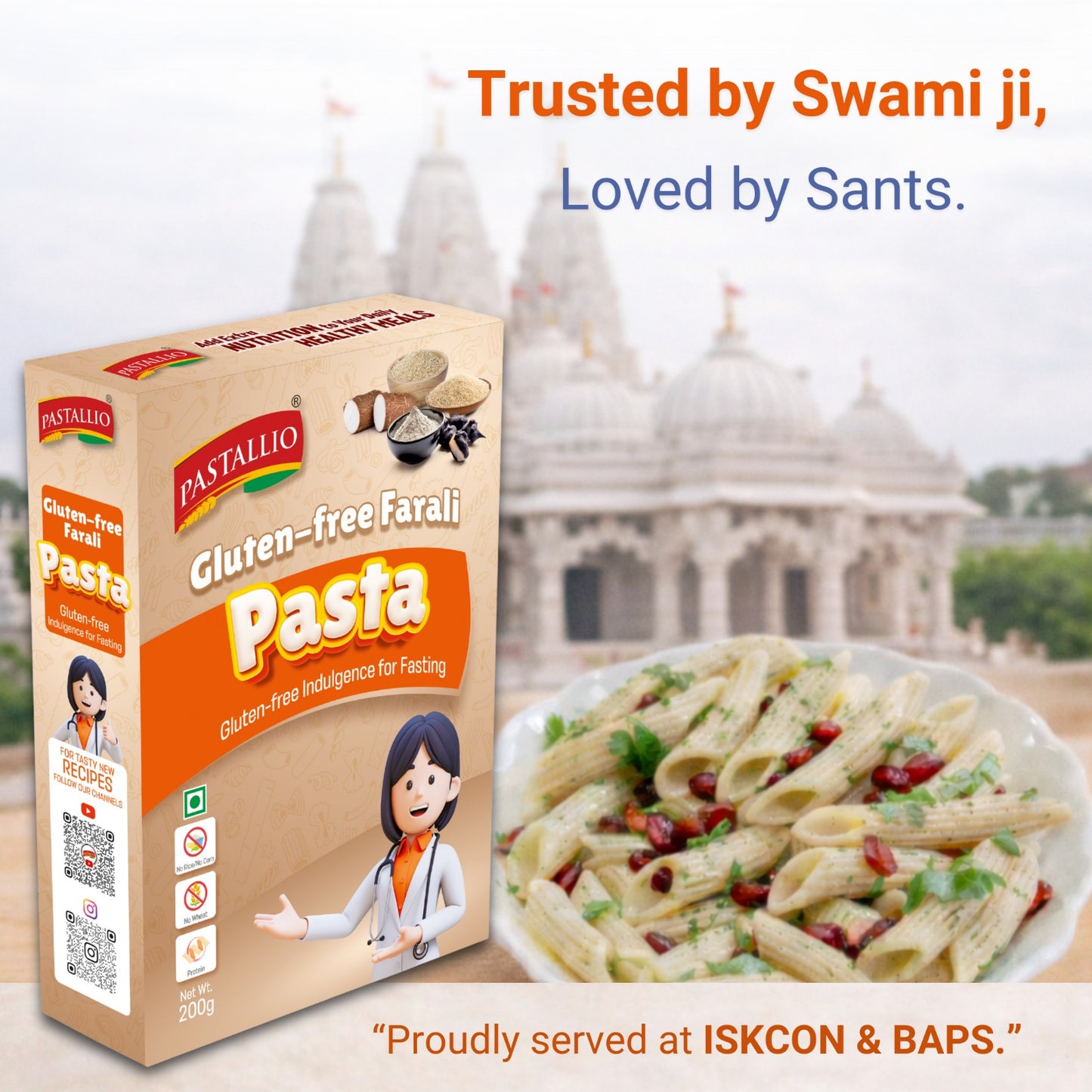Pastallio Farali Pasta - Gluten Free | Rich in Amaranth, Millet, Tapioca & Water Chestnut Flours | (2 Pack Of 200g) | Fasting Friendly | Satvik | Vegetarian | No Maida | Healthy Pasta for Navratri & Vrat