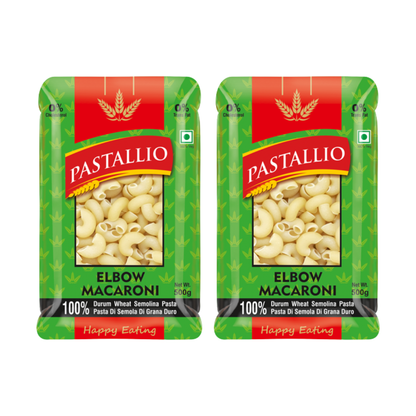 Pastallio Elbow Macaroni Pasta | 100% Durum Wheat Semolina | No Maida | Smooth Texture for Mac & Cheese, Soups & Gravy Dishes | Vegetarian | Pack of 2 X 500g (1kg Total)