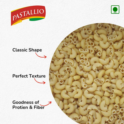 Pastallio Elbow Macaroni Pasta | 100% Durum Wheat Semolina | No Maida | Smooth Texture for Mac & Cheese, Soups & Gravy Dishes | Vegetarian | Pack of 2 X 500g (1kg Total)