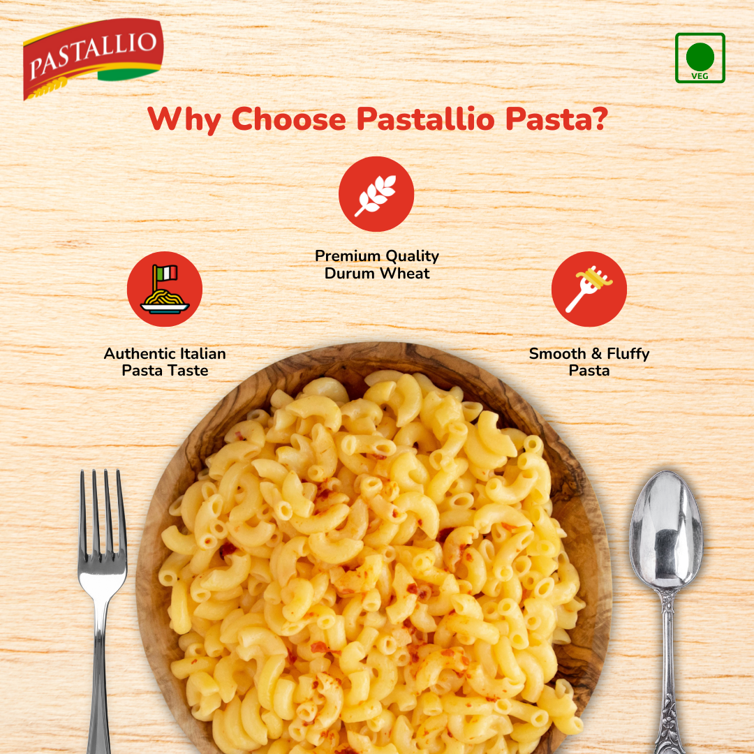 Pastallio Elbow Macaroni Pasta | 100% Durum Wheat Semolina | No Maida | Smooth Texture for Mac & Cheese, Soups & Gravy Dishes | Vegetarian | Pack of 2 X 500g (1kg Total)