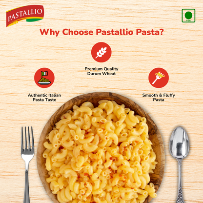 Pastallio Elbow Macaroni Pasta | 100% Durum Wheat Semolina | No Maida | Smooth Texture for Mac & Cheese, Soups & Gravy Dishes | Vegetarian | Pack of 2 X 500g (1kg Total)