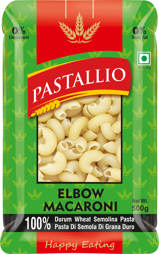 Pastallio Elbow Macaroni Pasta | 100% Durum Wheat Semolina | No Maida | Smooth Texture for Mac & Cheese, Soups & Gravy Dishes | Vegetarian | Pack of 2 X 500g (1kg Total)