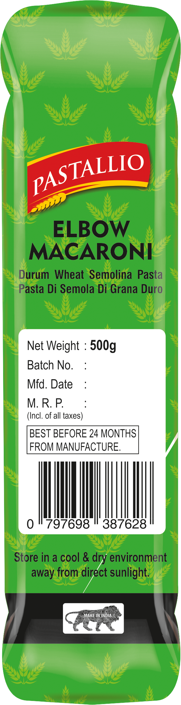 Pastallio Elbow Macaroni Pasta | 100% Durum Wheat Semolina | No Maida | Smooth Texture for Mac & Cheese, Soups & Gravy Dishes | Vegetarian | Pack of 2 X 500g (1kg Total)
