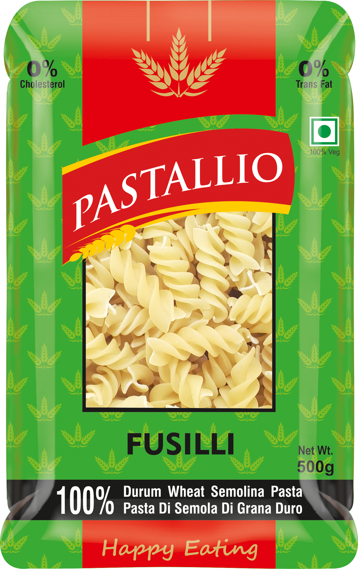 Pastallio Fusilli Pasta | 100% Durum Wheat Semolina | No Maida | Spiral Shape Pasta | Ideal for Gravy, Salads & Soups | Vegetarian | Pack of 2 x 500g Packs (1kg Total)