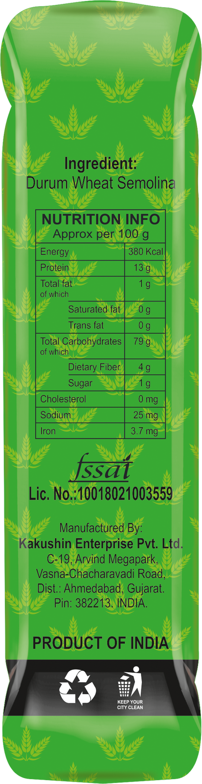 Pastallio Long Macaroni Rigati Pasta – 100% Durum Wheat Semolina | No Maida | No Additives | High in Protein & Fibre – 2 Packs of 500g (1kg Total)