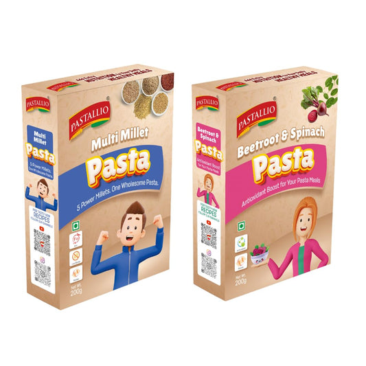 Pastallio Millet Pasta Combo | Multi Millet & Beetroot Spinach Pasta