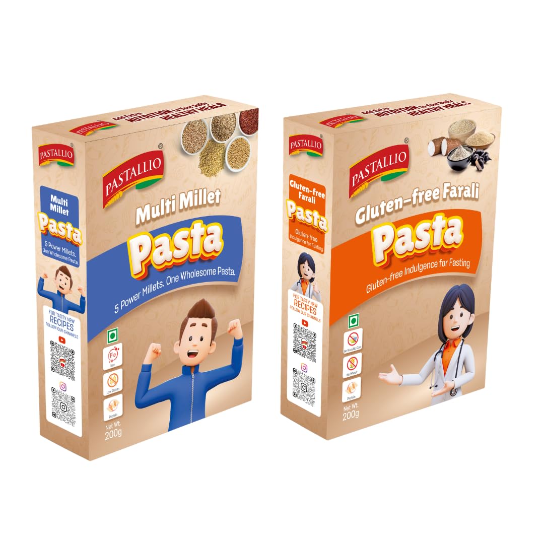 Pastallio Gluten Free Pasta Combo | Multi Millet & Farali Pasta | No Maida