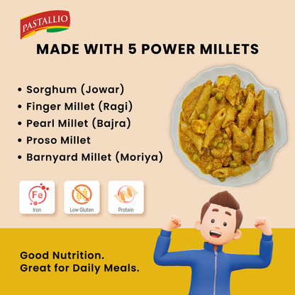 Pastallio Multi Millet Penne Pasta (2×200g) – Made with 5 Positive Millets | Vegan, No Maida & High Fibre