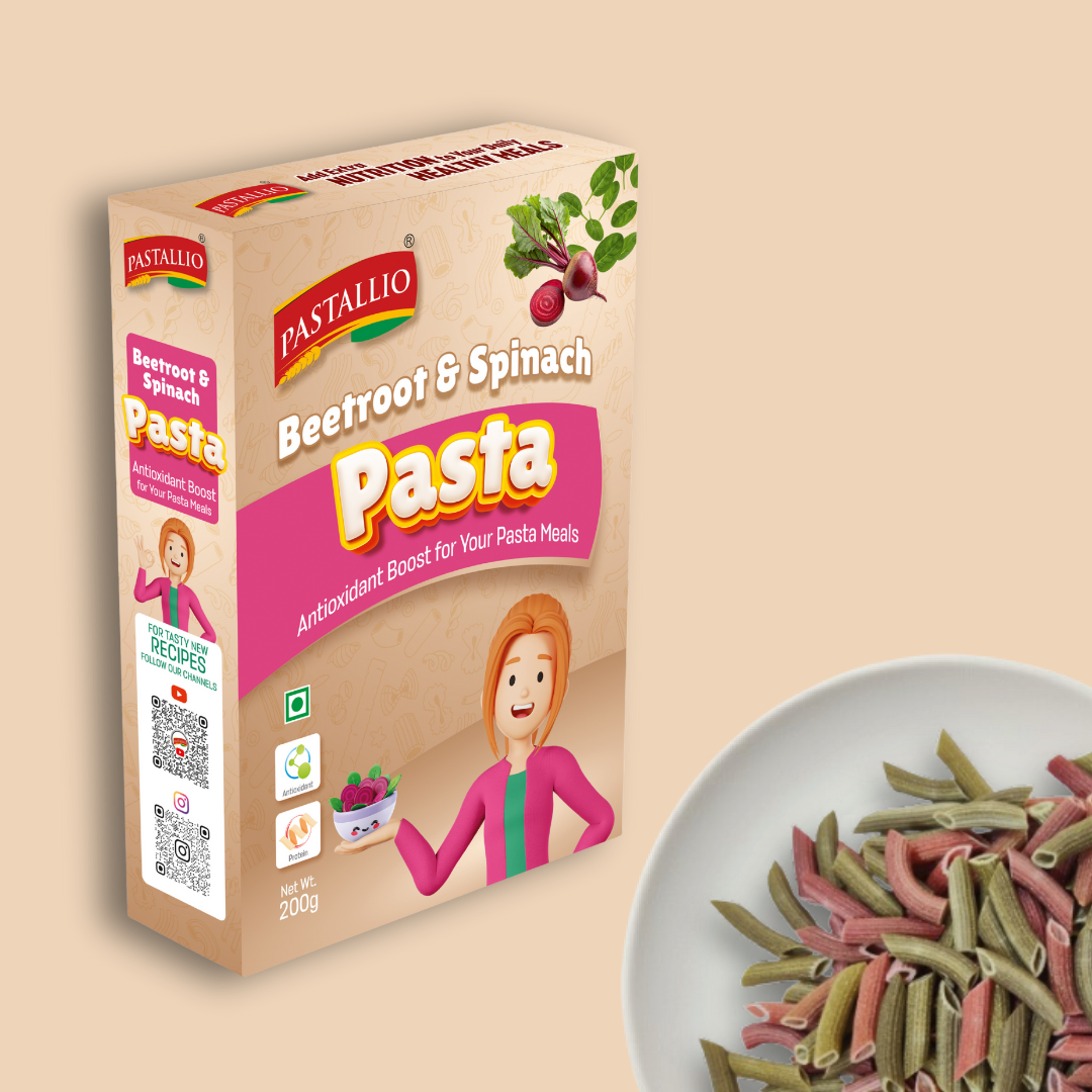 Pastallio Beetroot & Spinach Pasta made of Natural and Pure Beetroot powder and Spinach powder with Durum Wheat semolina (2 Pack of 200g)