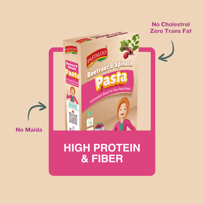 Pastallio Beetroot & Spinach Pasta made of Natural and Pure Beetroot powder and Spinach powder with Durum Wheat semolina (2 Pack of 200g)