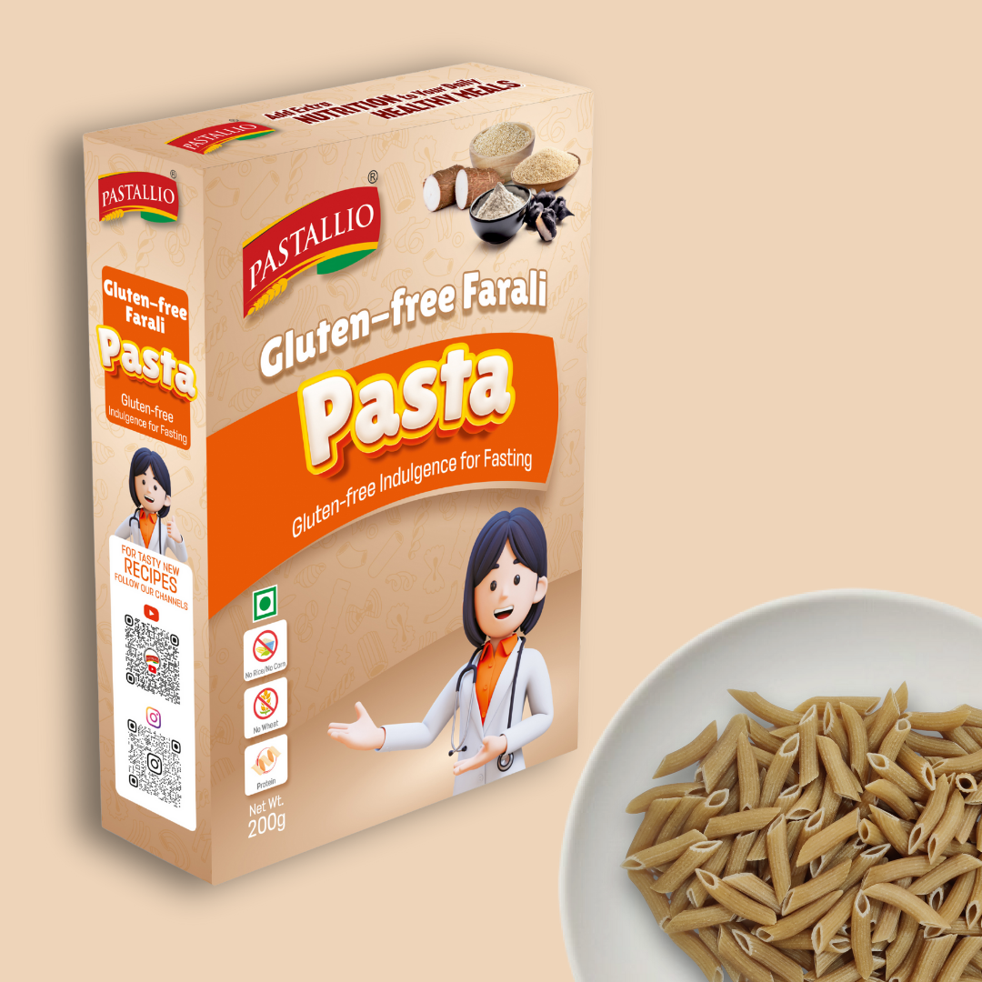 Pastallio Farali Pasta - Gluten Free | Rich in Amaranth, Millet, Tapioca & Water Chestnut Flours | (2 Pack Of 200g) | Fasting Friendly | Satvik | Vegetarian | No Maida | Healthy Pasta for Navratri & Vrat