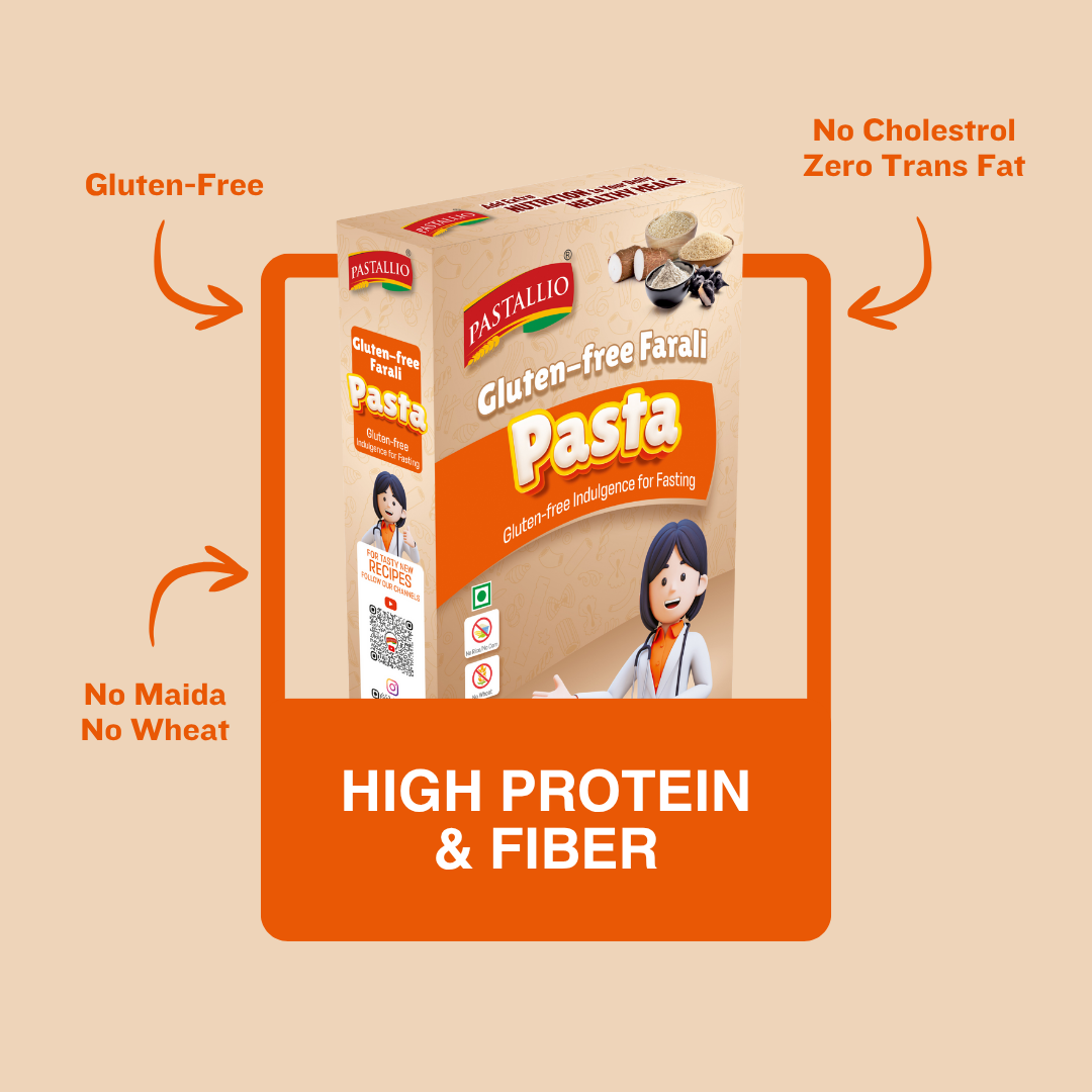 Pastallio Farali Pasta - Gluten Free | Rich in Amaranth, Millet, Tapioca & Water Chestnut Flours | (2 Pack Of 200g) | Fasting Friendly | Satvik | Vegetarian | No Maida | Healthy Pasta for Navratri & Vrat