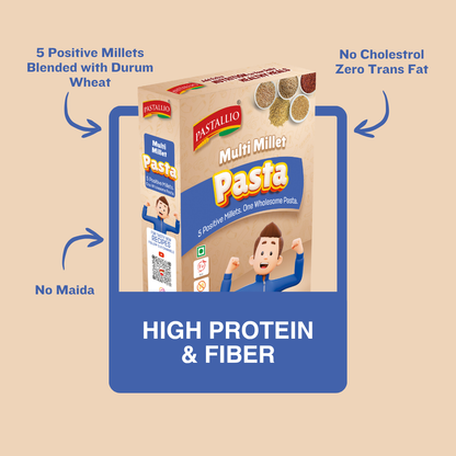 Pastallio Multi Millet Penne Pasta (2×200g) – Made with 5 Positive Millets | Vegan, No Maida & High Fibre