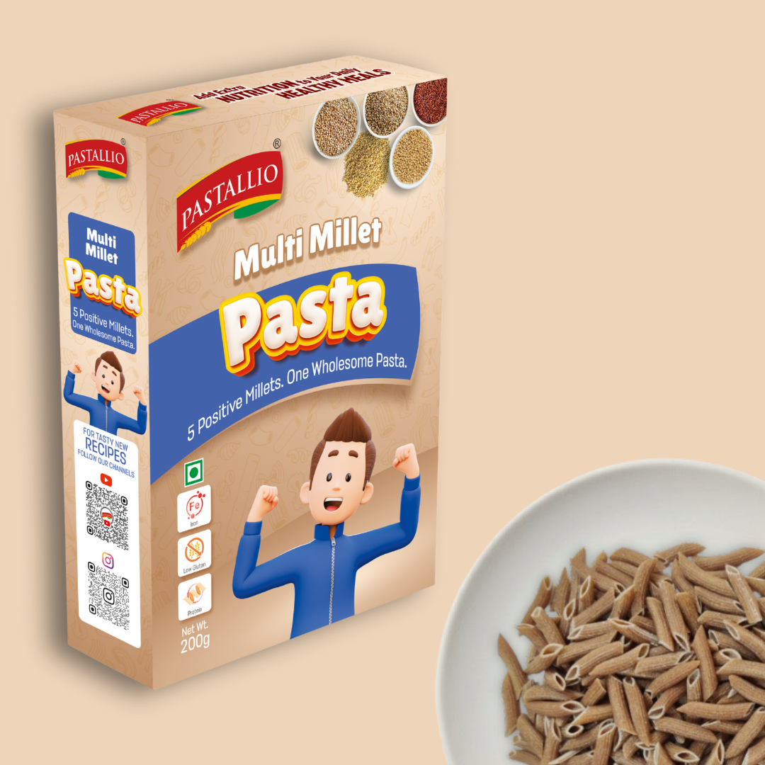 Pastallio Multi Millet Penne Pasta (2×200g) – Made with 5 Positive Millets | Vegan, No Maida & High Fibre