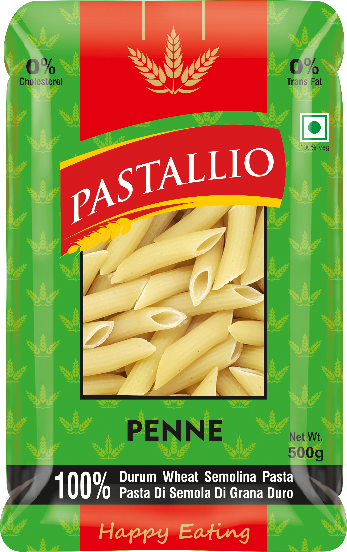 Pastallio Penne Rigate Pasta | 100% Durum Wheat Semolina | No Maida | Pack of 2 x 500g Packs (1kg Total)
