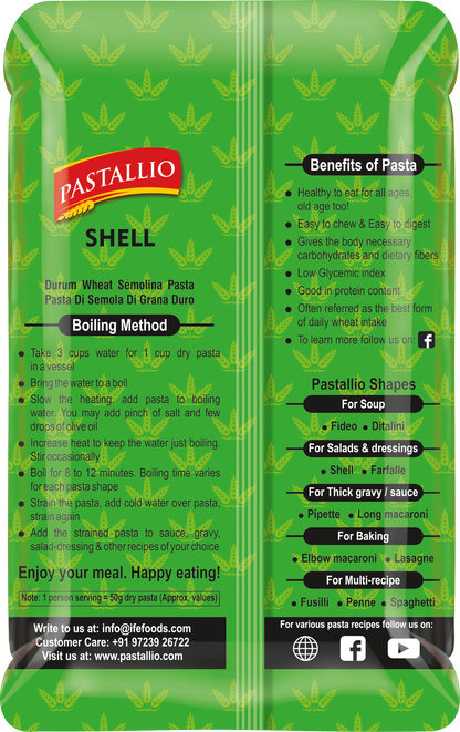 Pastallio Durum Wheat Semolina Shell Rigati (2 x 500g)