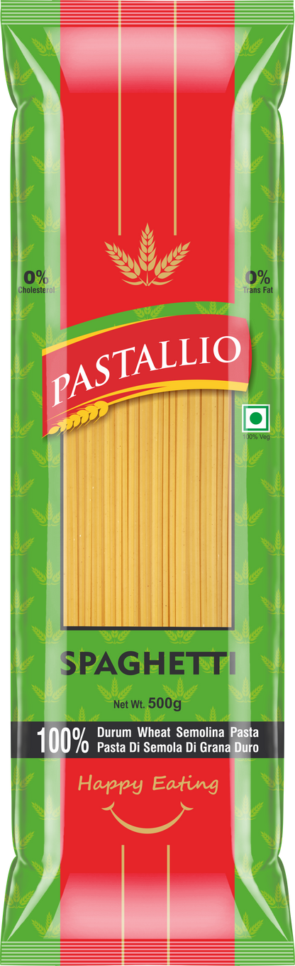 Pastallio 100% Durum Wheat Semolina Spaghetti Pasta | Pack of 2 x 500g | No Maida | High Protein | Vegetarian | Ideal for Red Sauce, White Sauce & Aglio e Olio Recipes
