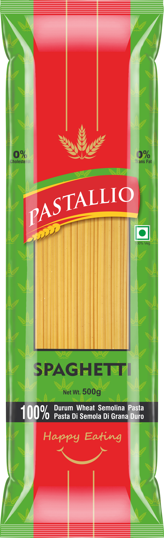 Pastallio 100% Durum Wheat Semolina Spaghetti Pasta | Pack of 2 x 500g | No Maida | High Protein | Vegetarian | Ideal for Red Sauce, White Sauce & Aglio e Olio Recipes