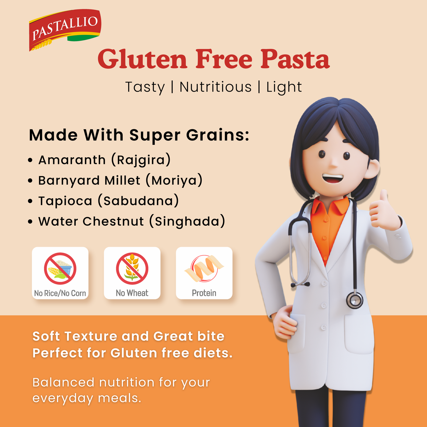 Pastallio Farali Pasta - Gluten Free | Rich in Amaranth, Millet, Tapioca & Water Chestnut Flours | (2 Pack Of 200g) | Fasting Friendly | Satvik | Vegetarian | No Maida | Healthy Pasta for Navratri & Vrat