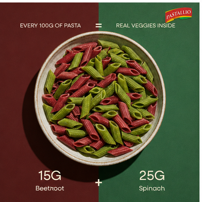 Pastallio Beetroot & Spinach Pasta made of Natural and Pure Beetroot powder and Spinach powder with Durum Wheat semolina (2 Pack of 200g)