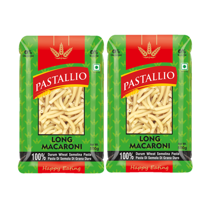 Pastallio Long Macaroni Rigati Pasta – 100% Durum Wheat Semolina | No Maida | No Additives | High in Protein & Fibre – 2 Packs of 500g (1kg Total)