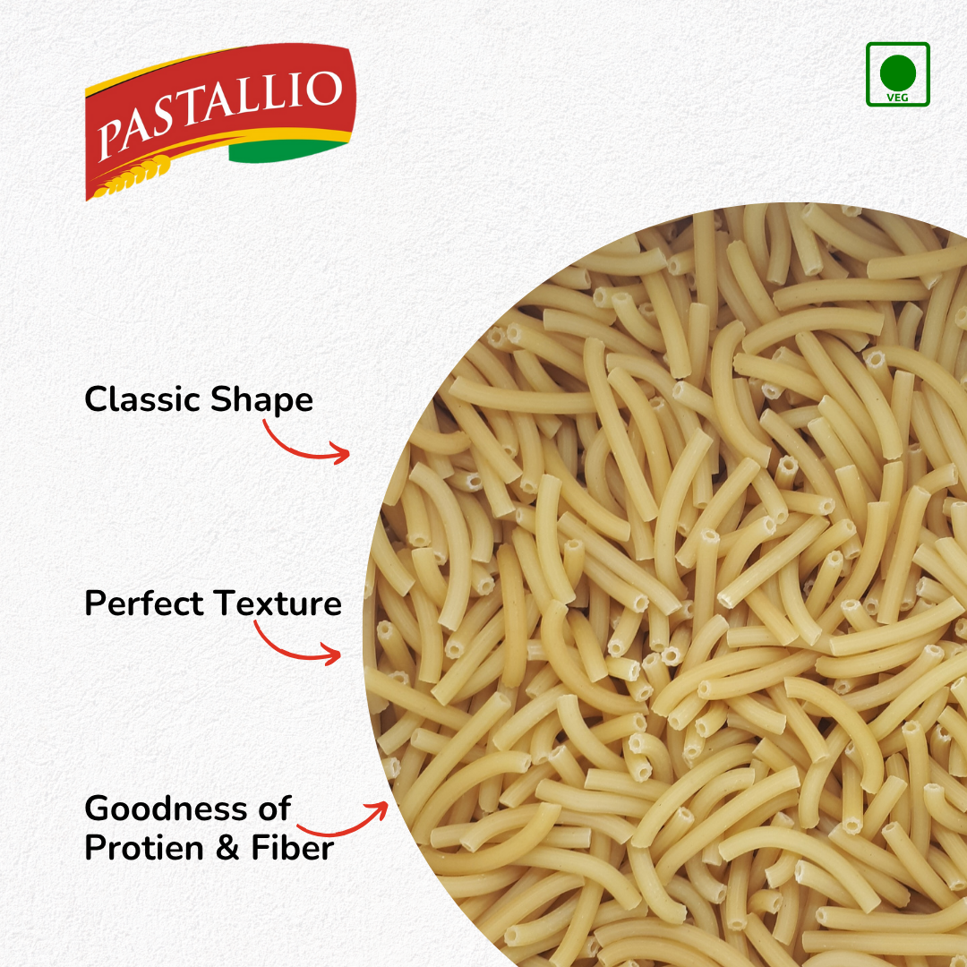 Pastallio Long Macaroni Rigati Pasta – 100% Durum Wheat Semolina | No Maida | No Additives | High in Protein & Fibre – 2 Packs of 500g (1kg Total)