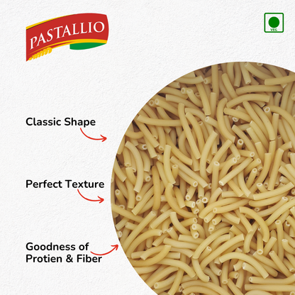 Pastallio Long Macaroni Rigati Pasta – 100% Durum Wheat Semolina | No Maida | No Additives | High in Protein & Fibre – 2 Packs of 500g (1kg Total)