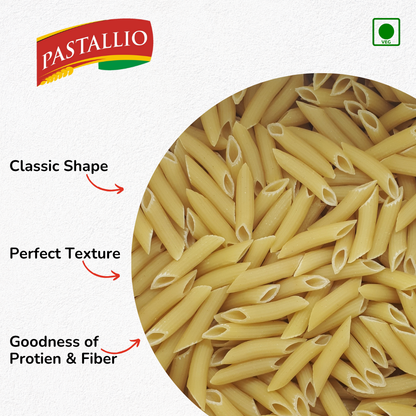 Pastallio Penne Rigate Pasta | 100% Durum Wheat Semolina | No Maida | Pack of 2 x 500g Packs (1kg Total)