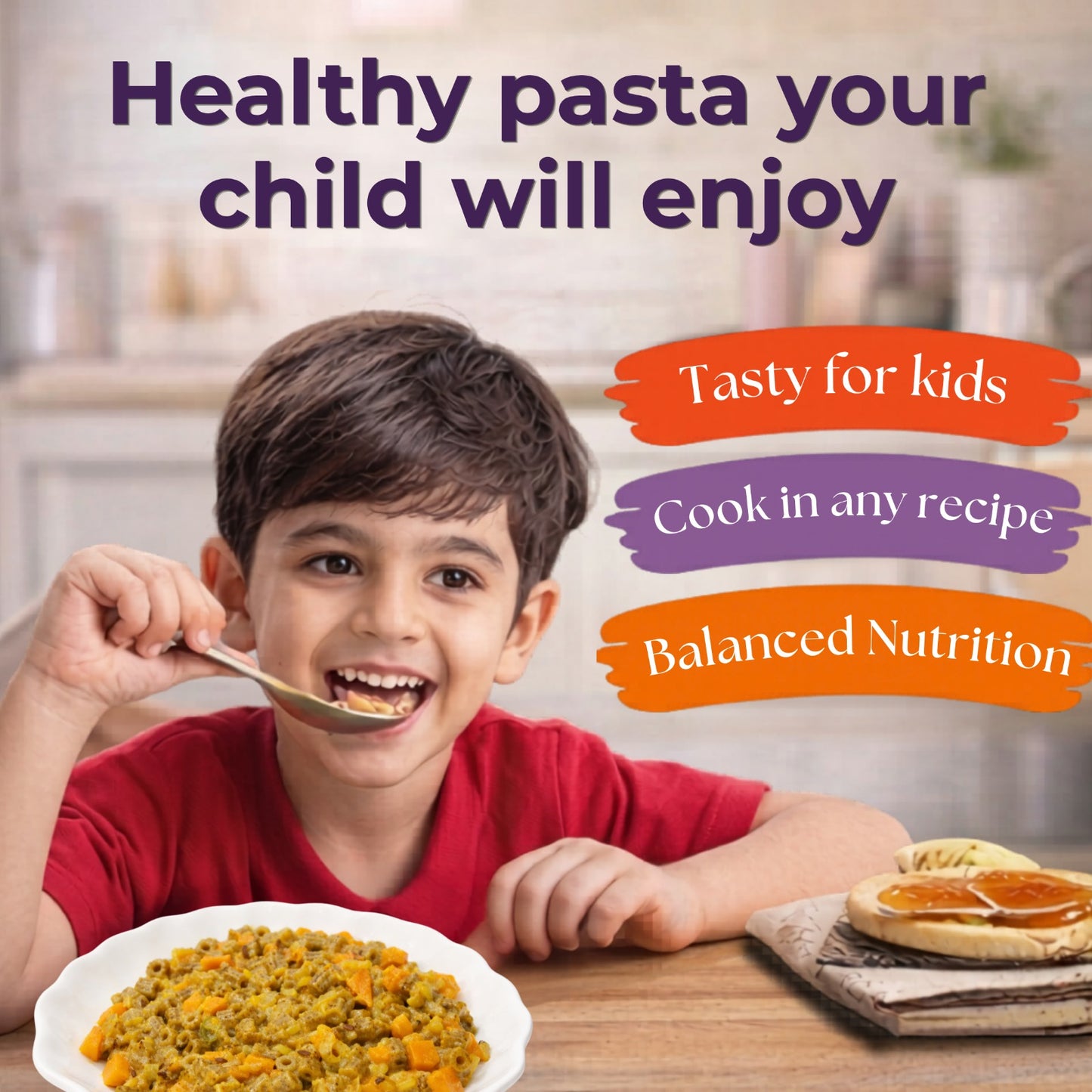 Pastallio Kids Ragi Pasta | Pack of 5 x 100g | Made with Ragi Flour (Finger Millet) & Durum Wheat Semolina | High in Protein, Calcium & Iron | No Maida | Healthy Millet Pasta for Kids | 100% Vegetarian