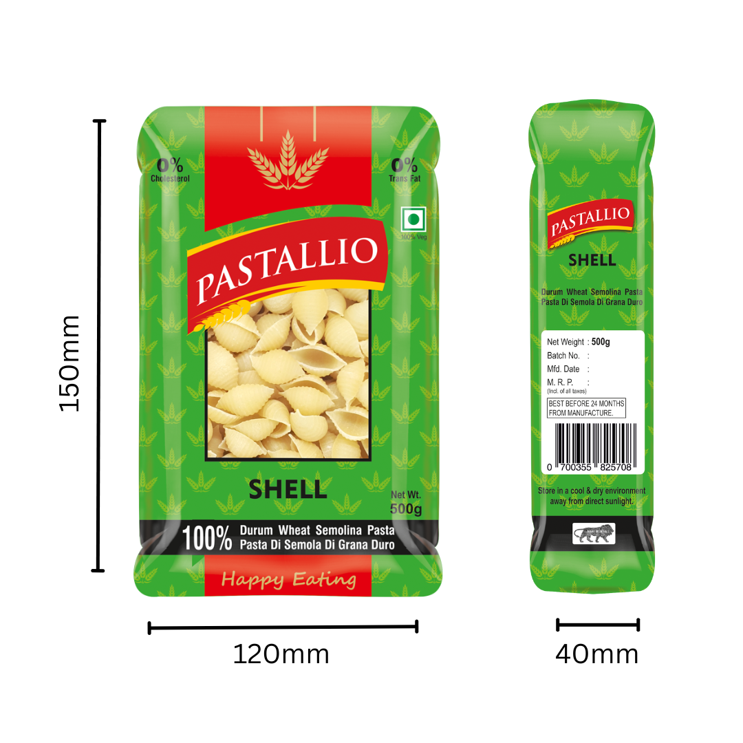 Pastallio Durum Wheat Semolina Shell Rigati (2 x 500g)